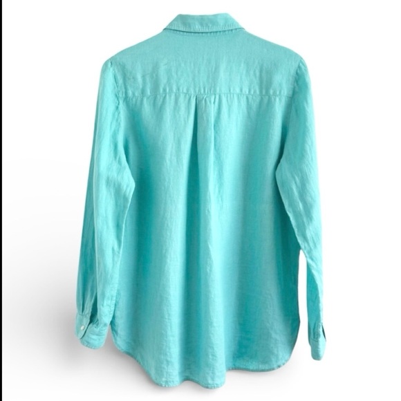 J.MCLAUGHLIN ROBINS EGG AQUA BLUE LINEN LONG SLEEVE SHIRT SZ M - Picture 3 of 4